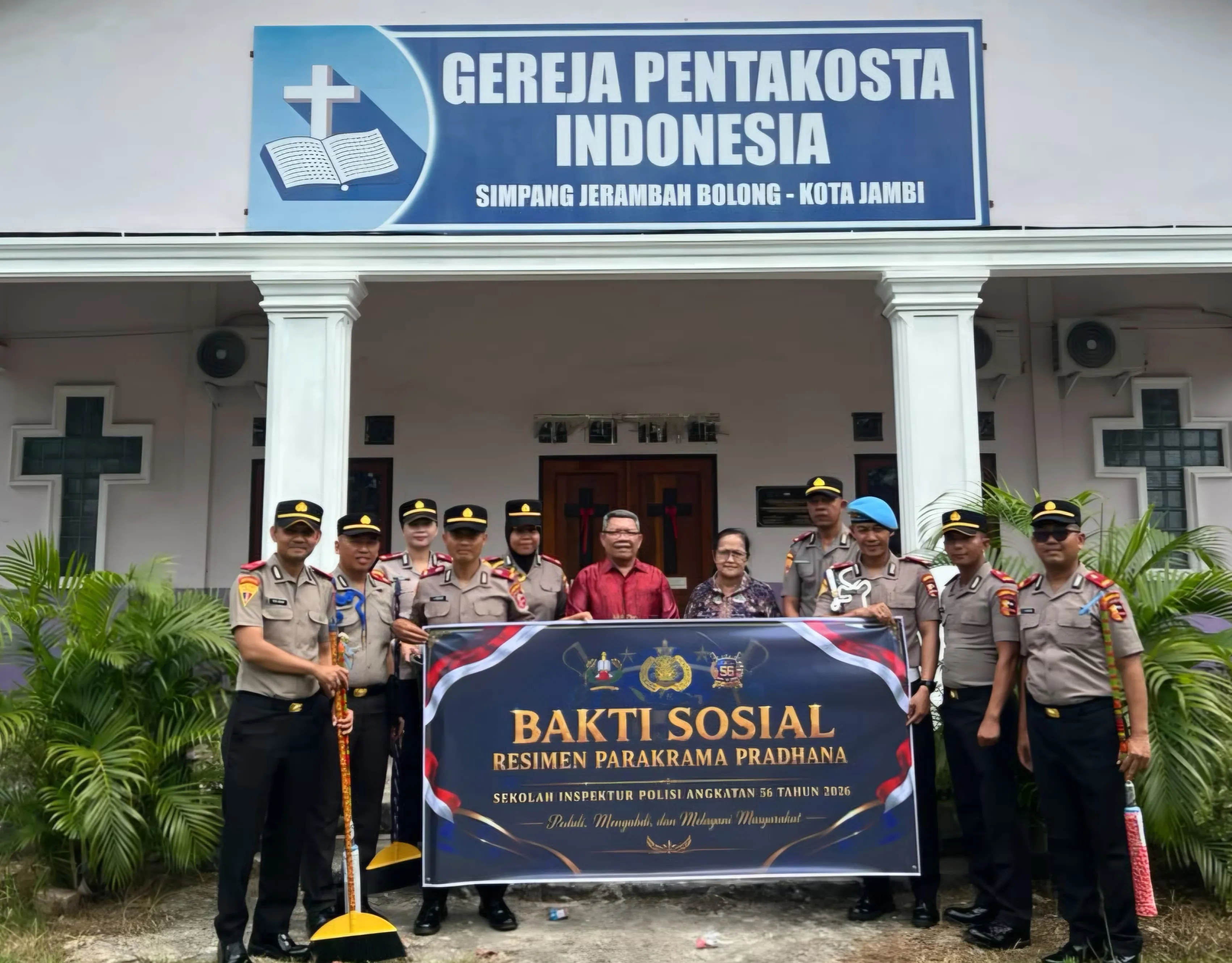 Siswa Setukpa Polri Angkatan ke-56 Pengiriman Polda Jambi Gelar Bakti Sosial di Gereja