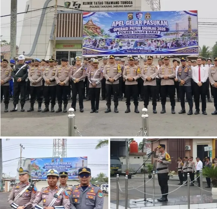 KAPOLRES TANJAB BARAT AKBP RAMDHANIL PIMPIN APEL GELAR OPERASI PATUH 2026, TEKANKAN HUMANIS DAN KESELAMATAN